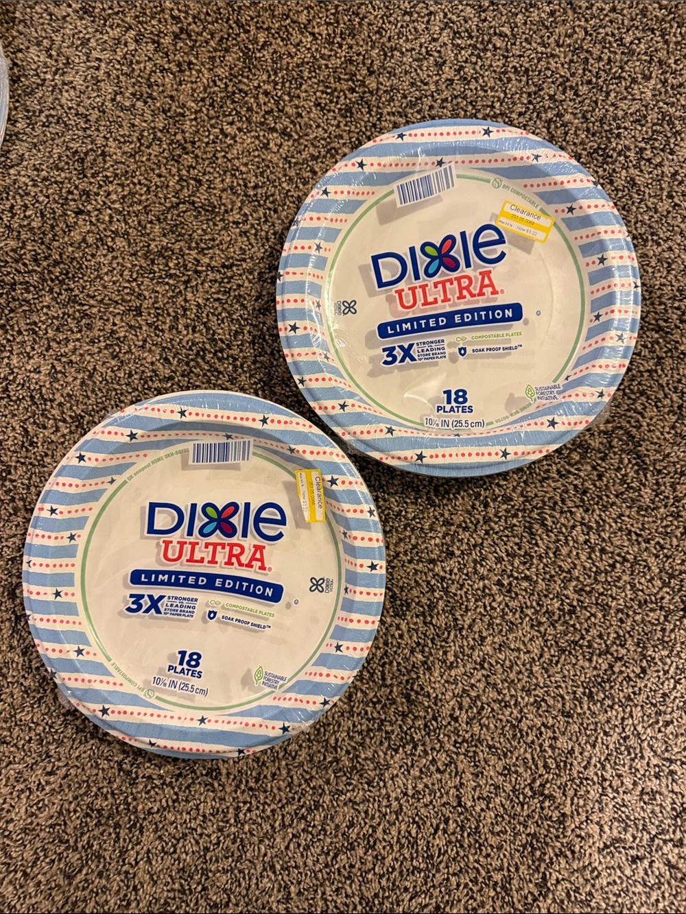 Dixie Ultra Paper Plates - Blue & Red Stripe Design - 2 sets of 18